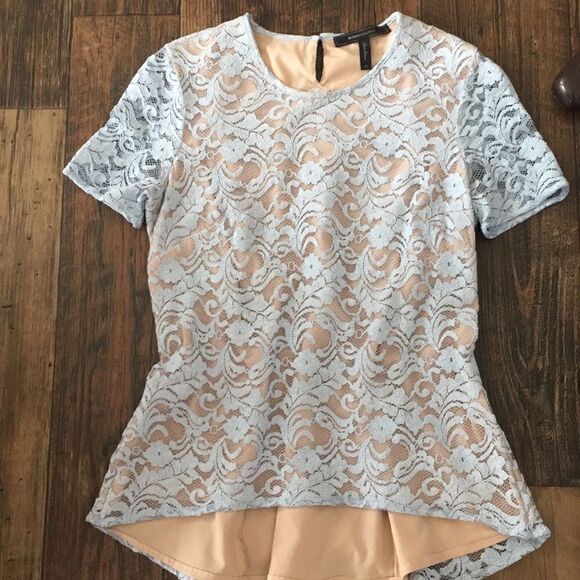 BCBGMAXAZRIA | Lt Blue/Nude Cacey Lace Top | XS - Picture 2 of 8